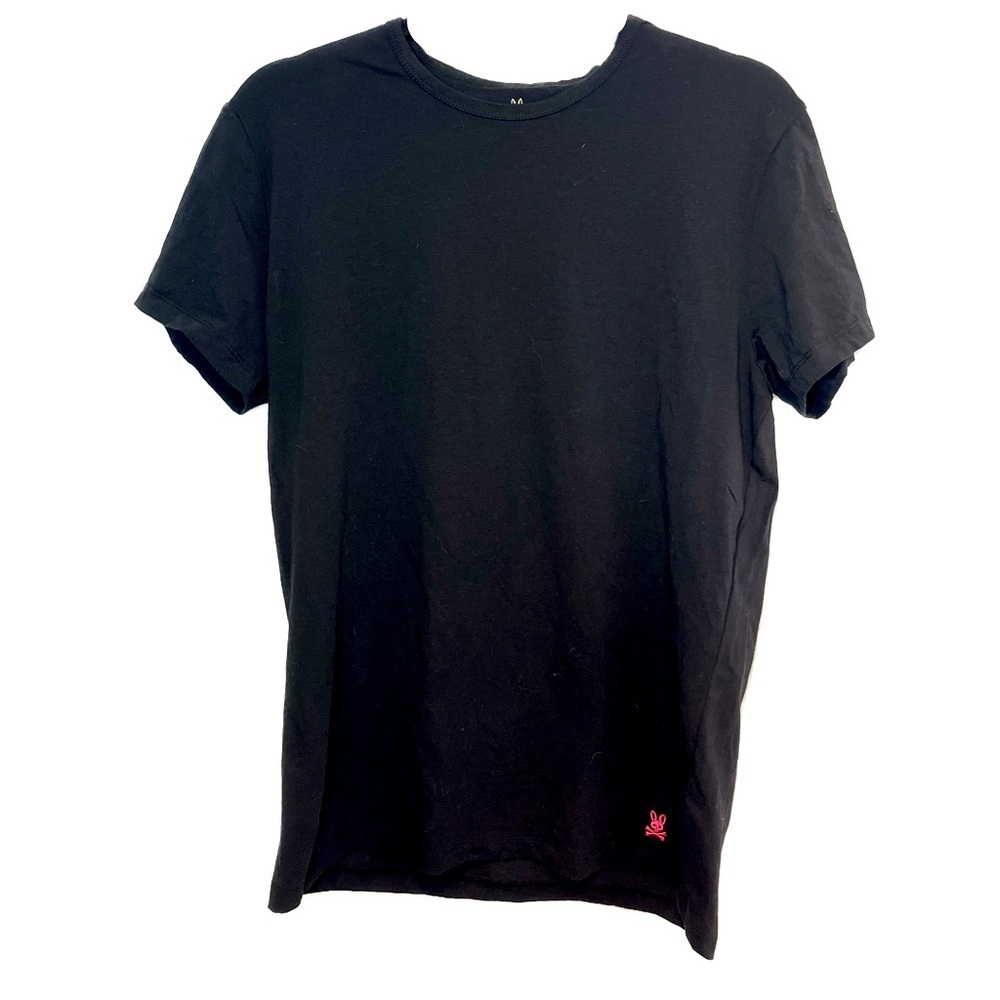 Psycho Bunny Basic Crew Neck Tee with Pink Contrast Bunny Logo Sz Small